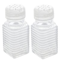 2 Potes Lyor 80ml Temperos Quadrado de Vidro Saleiro Pimenteiro com Tampa Plástica Transparente