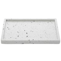 Bandeja de Mármore Terrazzo Lyor 26,5x17x2cm Decorativa Retangular Branca Casa Banheiro Branco