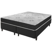 Cama Box King Size Preto Mais Colchão San Francisco Ortopédico Espuma D33 193x203x54cm