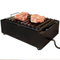 Char Broiler a Gás 8 Caulins Fogareiro Grelha Chapa Hambúrguer Grill Aço Carbono Preto