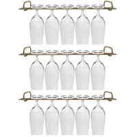 Conjunto 03 Organizadores Porta Taças 42cm Suportes Suspensos P/ Taças Dourado