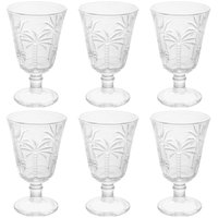 Kits Jogo 6 Taças de Vidro para Água Suco 240ml Desenhadas Cristal Palm Lyor