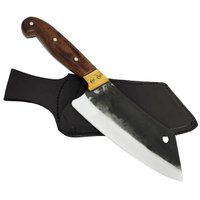 Cutelo Artesanal 8' Churrasco Cabo de Madeira Carne Cozinha Brut Forge Aço Carbono 1070 Cabo de Madeira