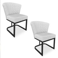 Kit 02 Poltronas Vitória Veludo Cinza Matelassê Base Metálica Industrial Preto - Pallazio