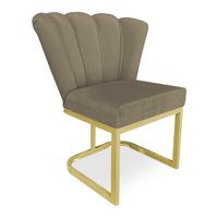 Poltrona Flor Veludo Capuccino Base Metálica Industrial Dourado - Pallazio