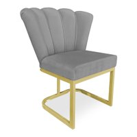 Poltrona Flor Veludo Grafite Base Metálica Industrial Dourado - Pallazio