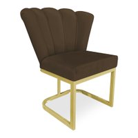 Poltrona Flor Veludo Marrom Base Metálica Industrial Dourado - Pallazio