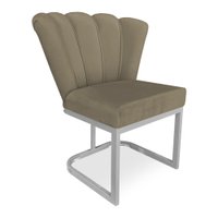 Poltrona Flor Veludo Capuccino Base Metálica Industrial Prata - Pallazio