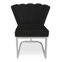 Poltrona Flor Veludo Preto Base Metálica Industrial Prata - Pallazio