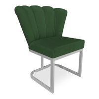 Poltrona Flor Veludo Verde Base Metálica Industrial Prata - Pallazio