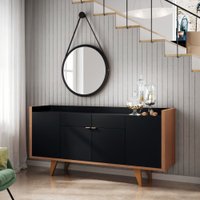 Balcão Buffet HB Móveis Melodia 4 Portas 2 Gavetas Preto/Nature