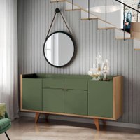 Balcão Buffet HB Móveis Melodia 4 Portas 2 Gavetas Verde Pistache/Freijo