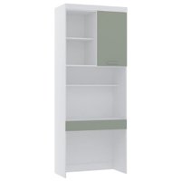 Bancada de Estudos Modulada 90cm 1 Porta e 1 Gaveta Alpes Luciane Móveis - Branco com Verde