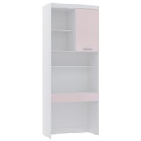 Bancada de Estudos Modulada 90cm 1 Porta e 1 Gaveta Alpes Luciane Móveis - Branco com Rosa