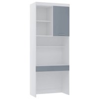 Bancada de Estudos Modulada 90cm 1 Porta e 1 Gaveta Alpes Luciane Móveis - Branco com Grey Sky