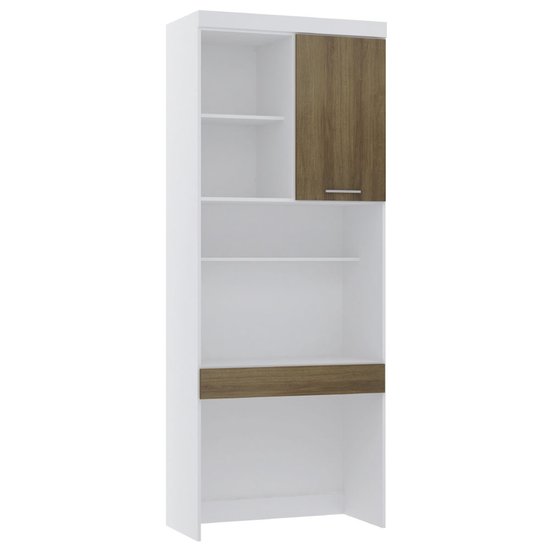 Bancada de Estudos Modulada 90cm 1 Porta e 1 Gaveta Alpes Luciane Móveis - Branco com Avela