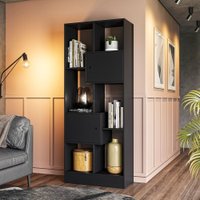 Estante Qmovi Livreiro 2 Portas 6 Nichos - Preto Fosco