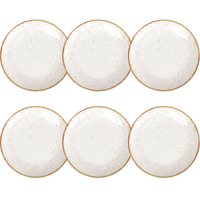 Conjunto 6 Pratos Rústicos Tramontina 25cm Rasos Porcelana Decorado Marrom