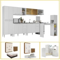 Armário Cozinha Kit Casa Completa Mobiliada 4 ambientes Multimóveis CR60008 Bc/Nog/Off