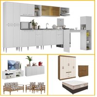 Armário Cozinha Kit Casa Completa Mobiliada 3 ambientes Multimóveis CR60000 Bc/Nog/Off