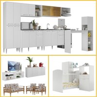 Armário Cozinha/Sala Estar/Quarto Bebê Kit Casa Completa 3 ambientes Multimóveis CR60002 Bc/Imb/Flo