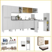 Armário Cozinha Casa Completa Mobiliada 5 Ambientes Multimóveis CR60009 Bc/Nog/Off