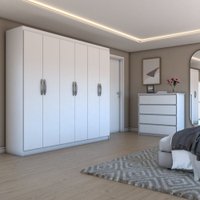 Quarto Completo Vaticano 6 Portas 6 Gavetas Branco - Panorama Móveis