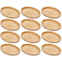 Kit 12 Petisqueiras Bambu Bandeja Oval 23x15cm Plasvale Travessa Multiuso Restaurante