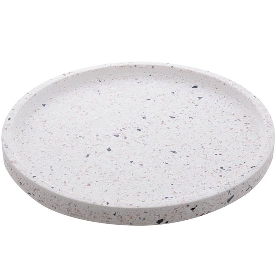 Bandeja Decorativa de Mármore Terrazzo 30cm Redonda Lyor Decoração Casa Banheiro Sala