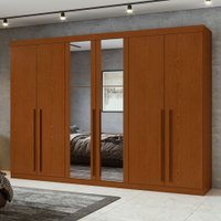 Guarda-Roupa Casal Bertha 6 Portas 4 Gavetas com Espelho Frassino - Móveis Lopas