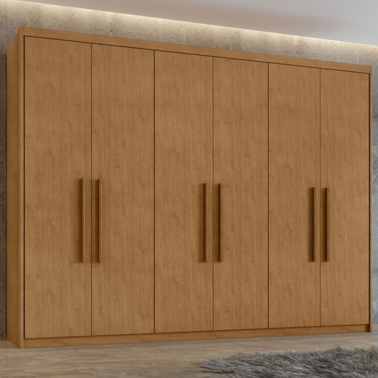 Guarda-Roupa Casal áries 6 Portas 5 Gavetas Amêndoa Clean - Móveis Lopas