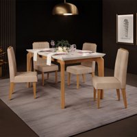 Conjunto Mesa DJ Rouge Carvalho Nobre/Off White/Cinza