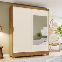 Guarda Roupa Henn 2 Portas Correr Com Espelho Nature/Off White