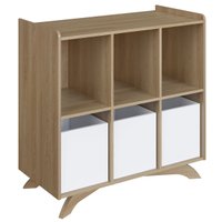 Estante Infantil 6 Nichos Aveiro OAK com 3 Cubos Branco