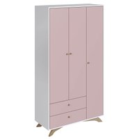 Guarda Roupas Infantil 3 Portas e 2 Gavetas Branco e Rosa