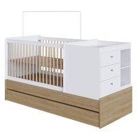Berço Cama Multifuncional com Auxiliar Aveiro com Branco