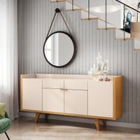 Balcão Buffet HB Móveis Melodia Com 4 Portas 2 Gavetas - Off White/Cinamomo