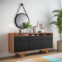 Balcão Buffet HB Móveis Sollare Com 2 Portas - Nature/Preto