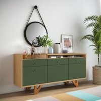 Balcão Buffet HB Móveis Sollare Com 2 Portas - Verde Pistache/Freijo