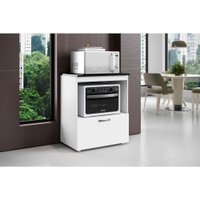 Balcão Com Tampo 1 Porta Aramoveis Slim Branco com Preto