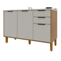 Balcão Cozinha Para Pia 3 Portas 2 Gavetas 1,20cm Paris Indekes Freijo/Off White