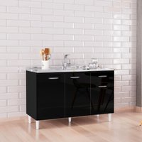 Balcão Poquema Para Cuba 3 Portas 1 Gaveta Preto