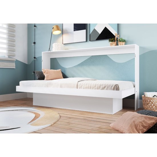 Cama Articulável Horizontal Solteiro Com Estação De Trabalho Latino Art In Moveis Branco