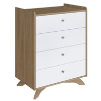 Cômoda Infantil 4 Gavetas Linha Affetto Aveiro OAK com Branco