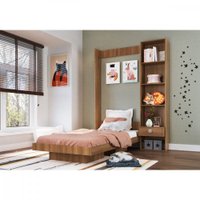 Cama Articulável Vertical Solteiro Com Estante Vancouver Art In Moveis Nogal
