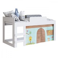 Cama Infantil C/ Protetor e Cortina 90 Alegria Meu Fofinho Art In Móveis Branco