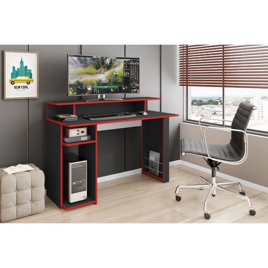 Escrivaninha Gamer Com Porta Inspire Art In Moveis Preto