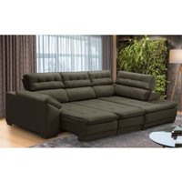 Estofado De Canto Jandaia Pantanal 3 lugares Retrátil e Reclinável 2,70 Marrom