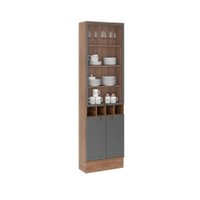 Cristaleira 2 Portas Vidro Milla Nog/Cinza 70cm Carraro