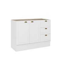 Balcão Gabinete De Pia MDF Milla 2 Portas 3 Gavetas Branco 120cm Carraro